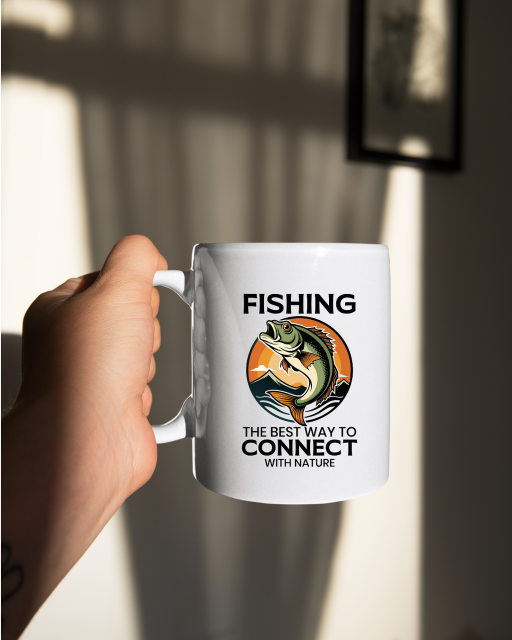 Fishing Crewneck Sweatshirt, "Fishing: The Best Way to Connect" Graphic, Outdoor Angler Pullover, Funny Fishing Shirt, Fisherman Gift Tee