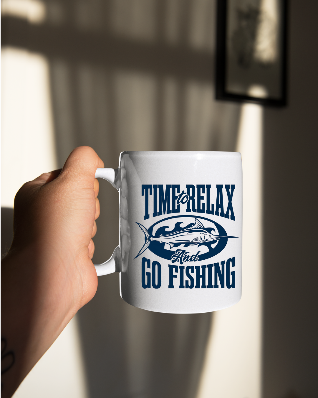 Fishing Crewneck Sweatshirt, "Time to Relax and Go Fishing" Graphic, Funny Angler Pullover, Outdoor Adventure Shirt, Fisherman Gift Tee