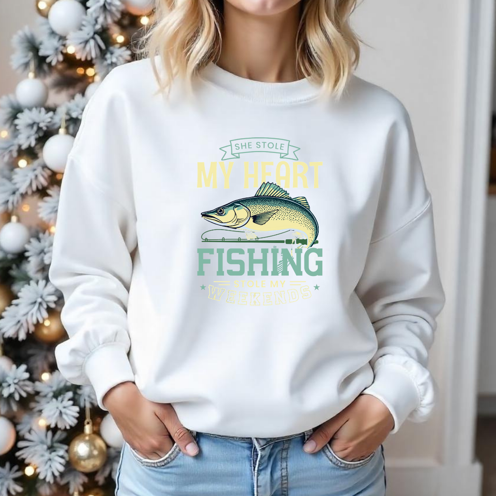 Fishing Crewneck Sweatshirt, My Happy Place Fishing Graphic, Angler Gift, Outdoor Adventure Pullover, Relaxing Hobby Shirt, Fisherman Tee