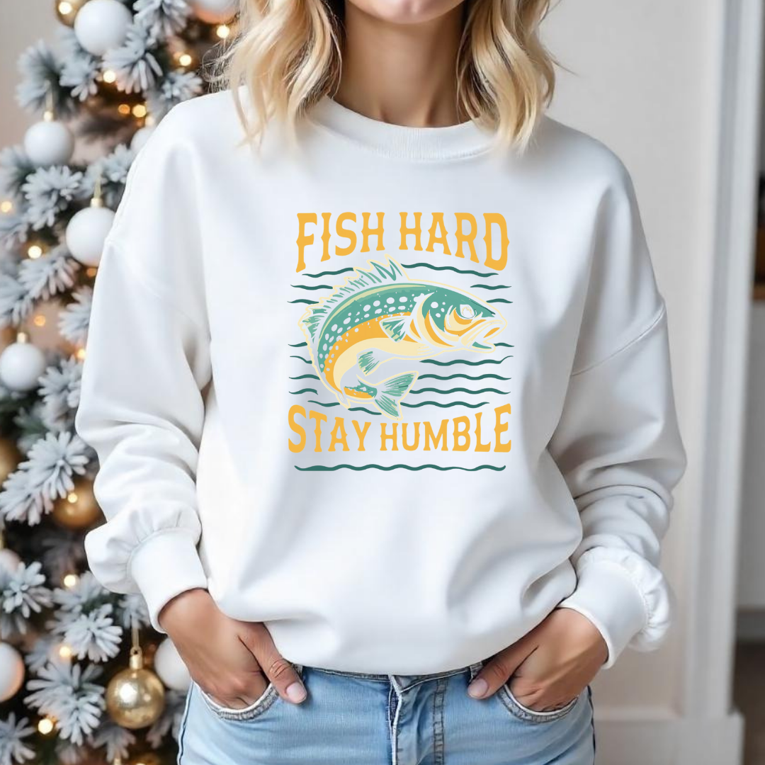Fishing Crewneck Sweatshirt, Vintage Bass Graphic, Retro Angler Pullover, Outdoor Adventure Shirt, Fisherman Gift, Relaxing Hobby Tee