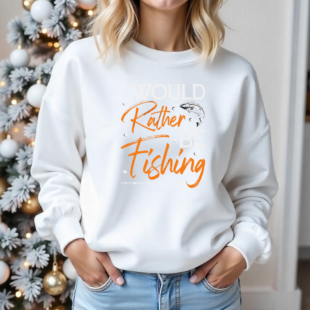 Fishing Crewneck Sweatshirt, "Rather Fishing" Graphic Pullover, Funny Angler Shirt, Outdoor Adventure Apparel, Fisherman Gift, Relaxing Hobby Tee