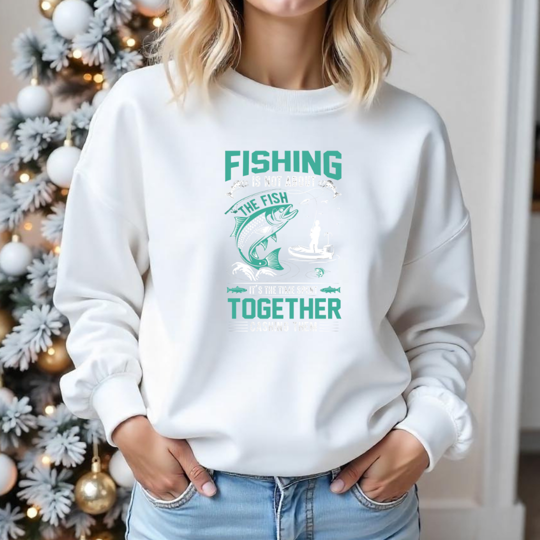 Fishing Together Crewneck Sweatshirt, Matching Couples/Family Fishing Shirt, Funny Angler Pullover, Outdoor Adventure Gift, Fisherman Tee