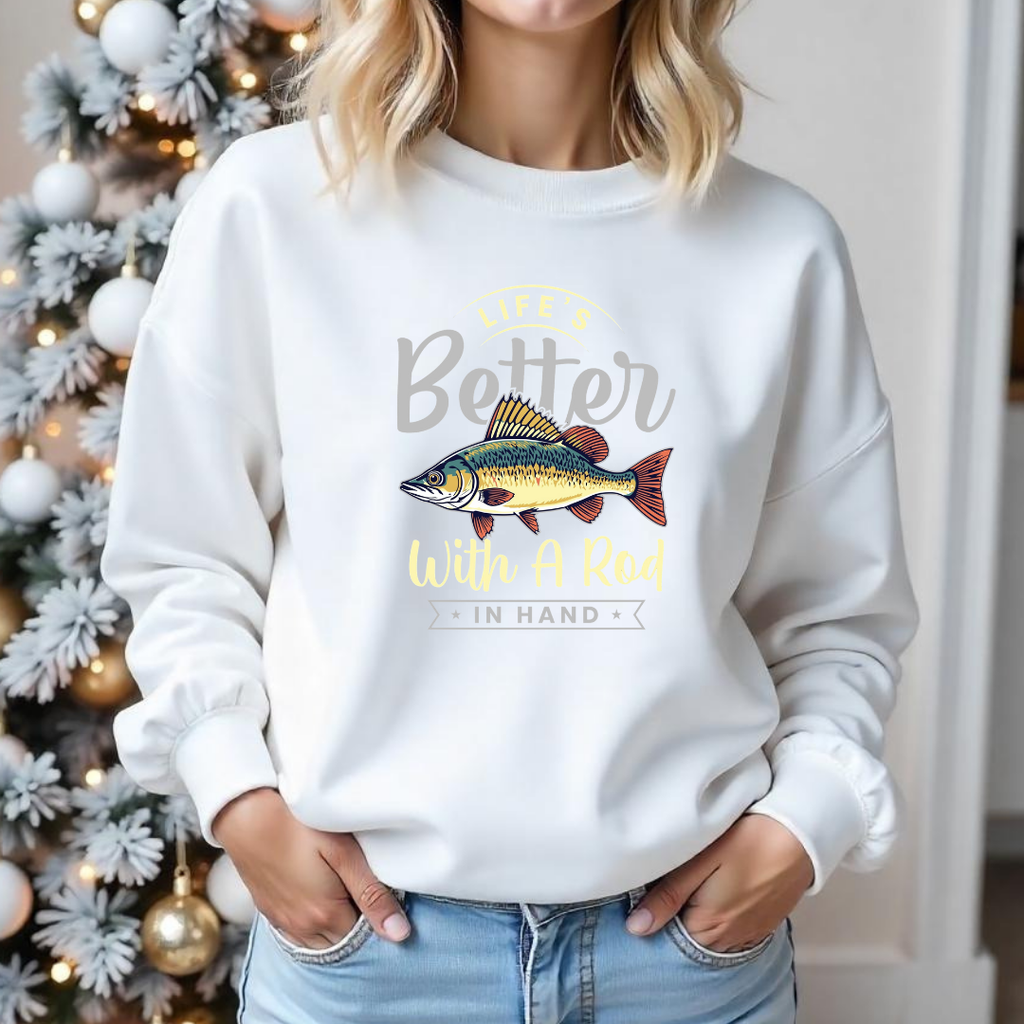 Crewneck Sweatshirt, "Better Than Bait" Fish Graphic, Fishing Lover Gift, Funny Angler Pullover, Outdoor Adventure Shirt, Fisherman Tee