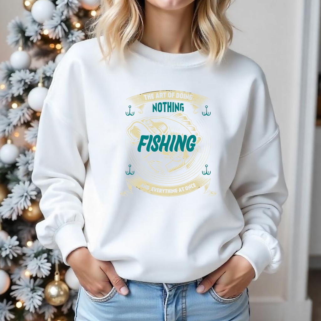 Fishing Crewneck Sweatshirt, Retro "Nothing Beats Fishing" Graphic, Vintage Angler Pullover, Outdoor Adventure Shirt, Fisherman Gift Tee