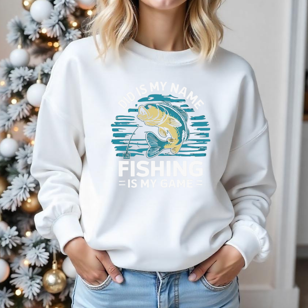 Crewneck Sweatshirt, Retro Surf Fish Graphic, Vintage Angler Pullover, Outdoor Adventure Shirt, Fisherman Gift, Relaxing Hobby Tee