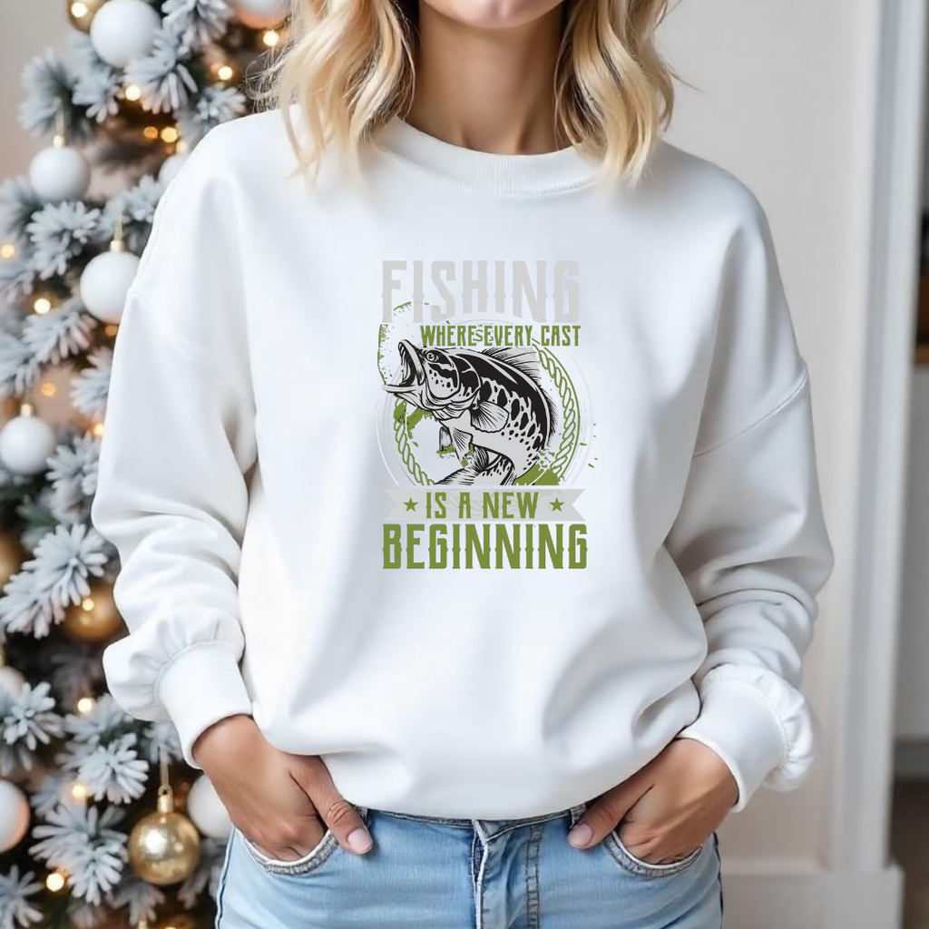 Fishing Is Never Just A Hobby Crewneck Sweatshirt, "Fishing Isn't Just A Hobby, It's A New Beginning" Graphic, Angler Pullover, Fisherman Gift Tee