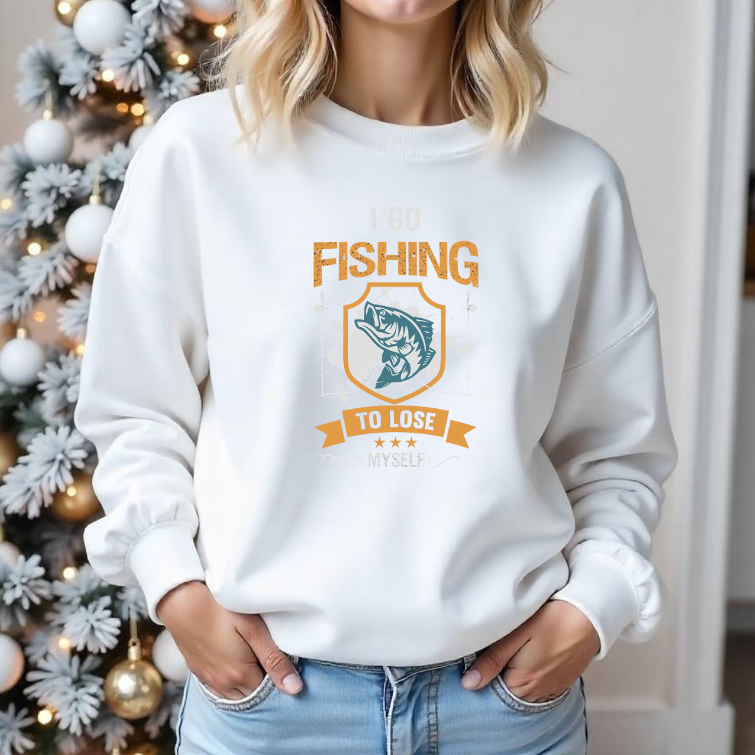 Fishing Crewneck Sweatshirt, "I Go Fishing So I Don't" Retro Angler Pullover, Funny Fishing Shirt, Outdoor Adventure Apparel, Fisherman Gift Tee
