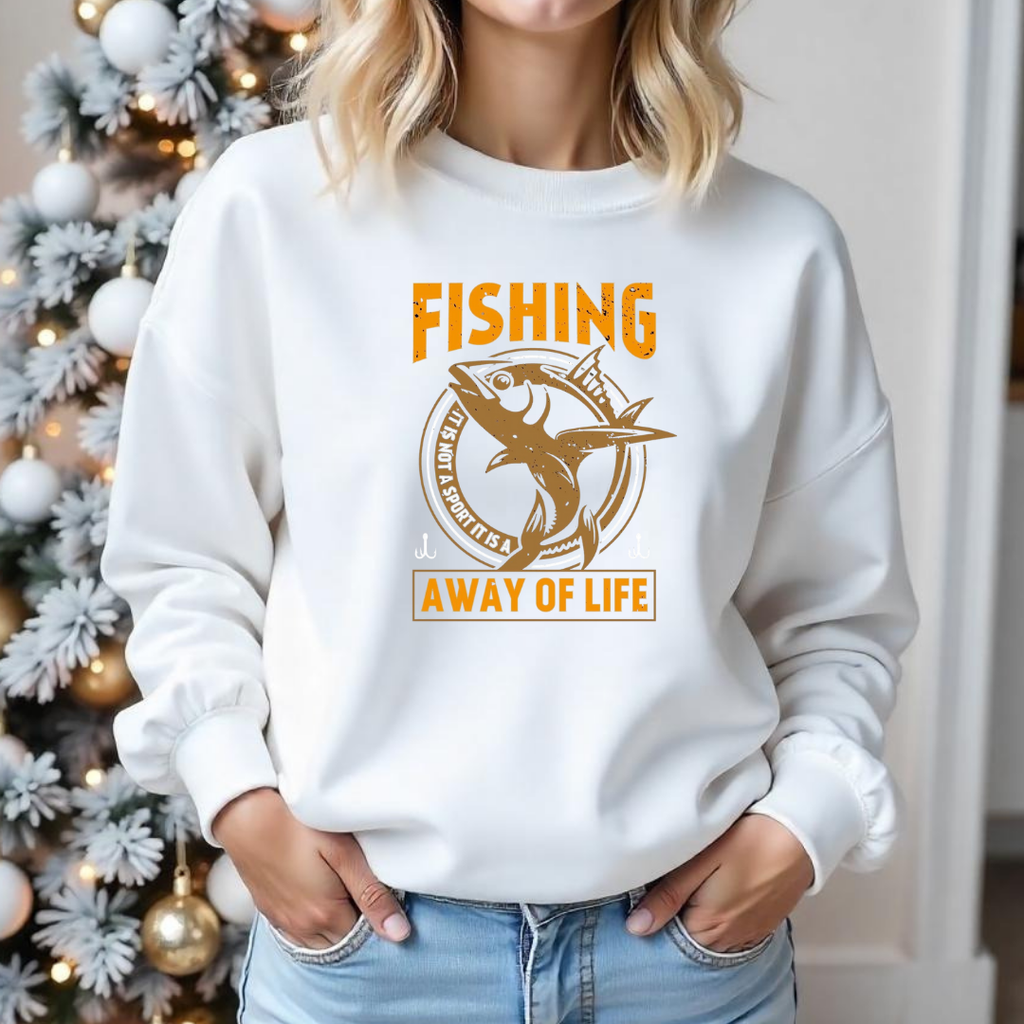 Fishing Crewneck Sweatshirt - "Fishing: A Way of Life" Graphic