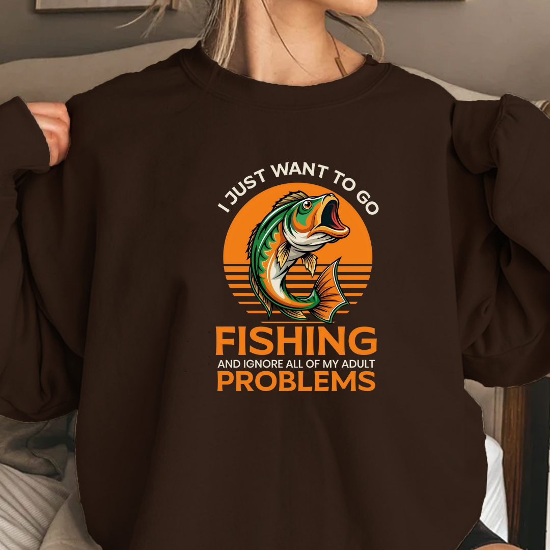 Fishing Problems Sweatshirt, Funny Angler Crewneck, Outdoor Adventure Pullover, Fisherman Gift, Relaxing Hobby Graphic Tee