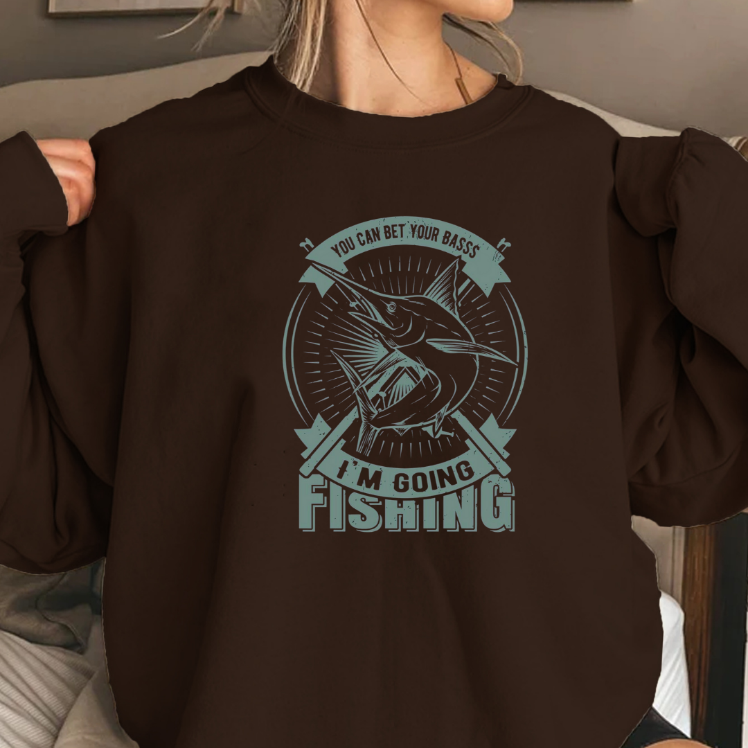 Fishing Crewneck Sweatshirt, Vintage “Gone Fishing” Graphic, Retro Angler Pullover, Outdoor Adventure Shirt, Fisherman Gift, Relaxing Hobby Tee