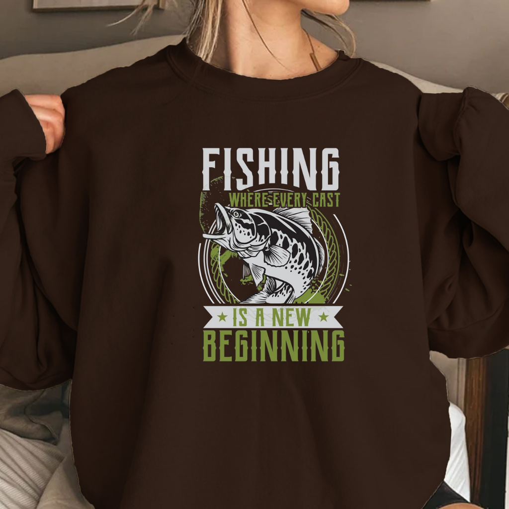Fishing Is Never Just A Hobby Crewneck Sweatshirt, "Fishing Isn't Just A Hobby, It's A New Beginning" Graphic, Angler Pullover, Fisherman Gift Tee