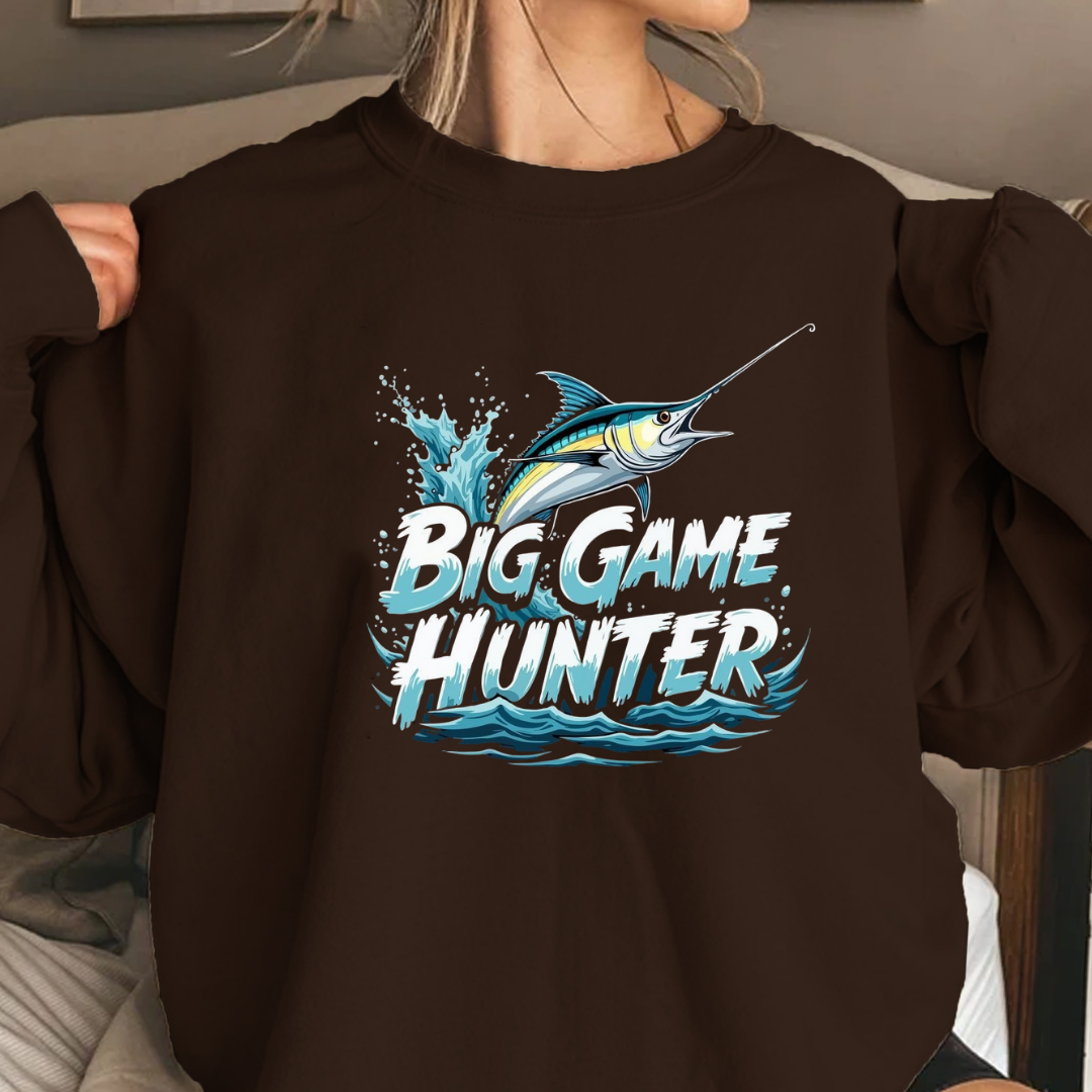 Marlin Waves Crewneck Sweatshirt, Ocean Fishing Graphic, Coastal Angler Pullover, Retro Sea Life Shirt, Fisherman Gift, Outdoor Adventure Tee