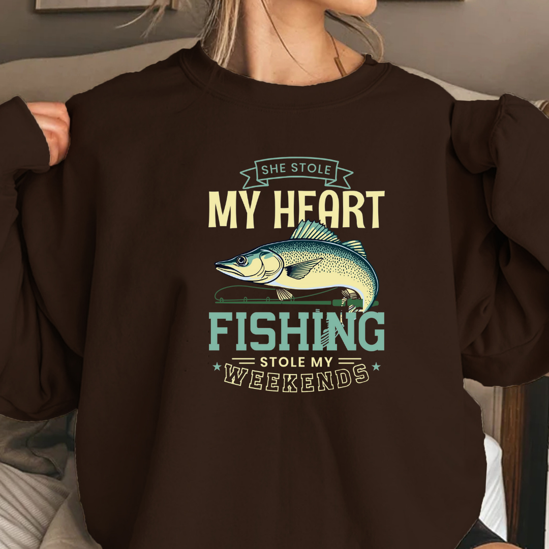 Fishing Crewneck Sweatshirt, My Happy Place Fishing Graphic, Angler Gift, Outdoor Adventure Pullover, Relaxing Hobby Shirt, Fisherman Tee