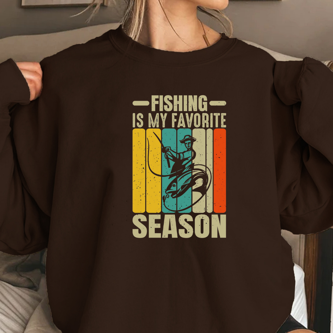 Fishing Is My Favorite Season Sweatshirt, Retro Angler Crewneck, Funny Fishing Pullover, Outdoor Adventure Shirt, Fisherman Gift Tee