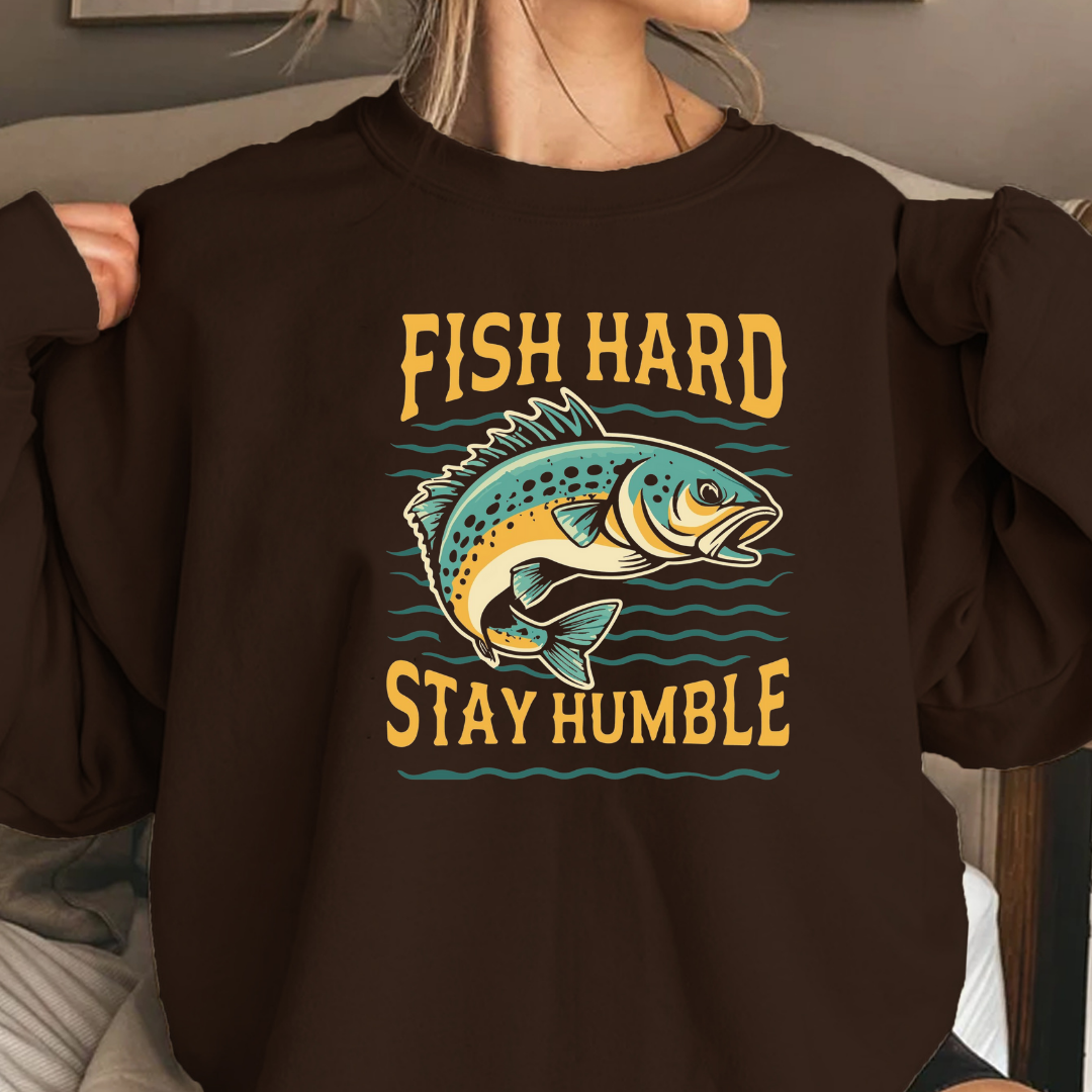 Fishing Crewneck Sweatshirt, Vintage Bass Graphic, Retro Angler Pullover, Outdoor Adventure Shirt, Fisherman Gift, Relaxing Hobby Tee