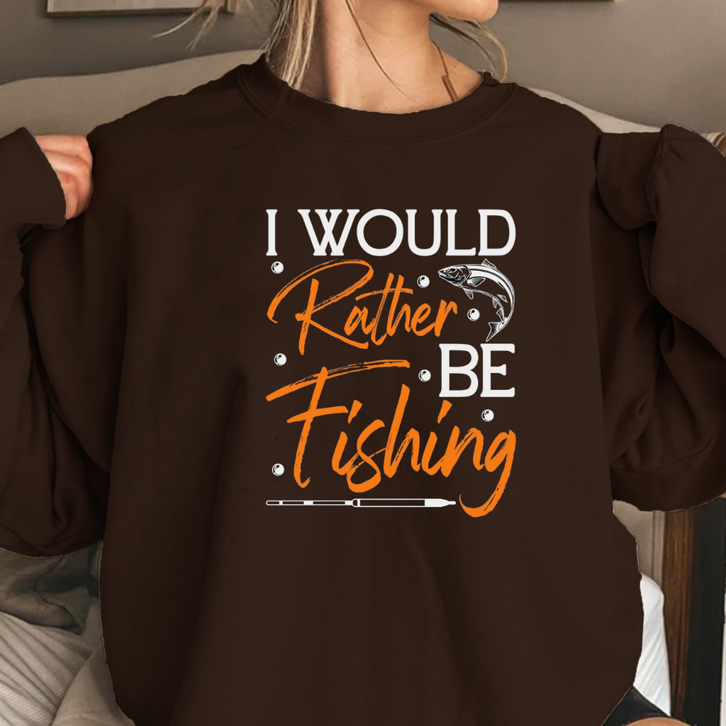 Fishing Crewneck Sweatshirt, "Rather Fishing" Graphic Pullover, Funny Angler Shirt, Outdoor Adventure Apparel, Fisherman Gift, Relaxing Hobby Tee