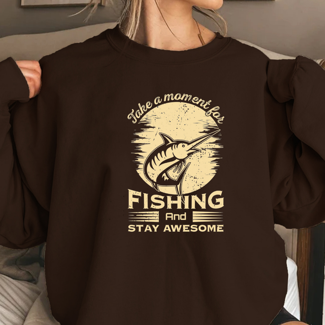 Fishing Crewneck Sweatshirt, Gone Fishin' Vintage Graphic, Retro Angler Pullover, Outdoor Adventure Shirt, Fisherman Gift, Relaxing Hobby Tee