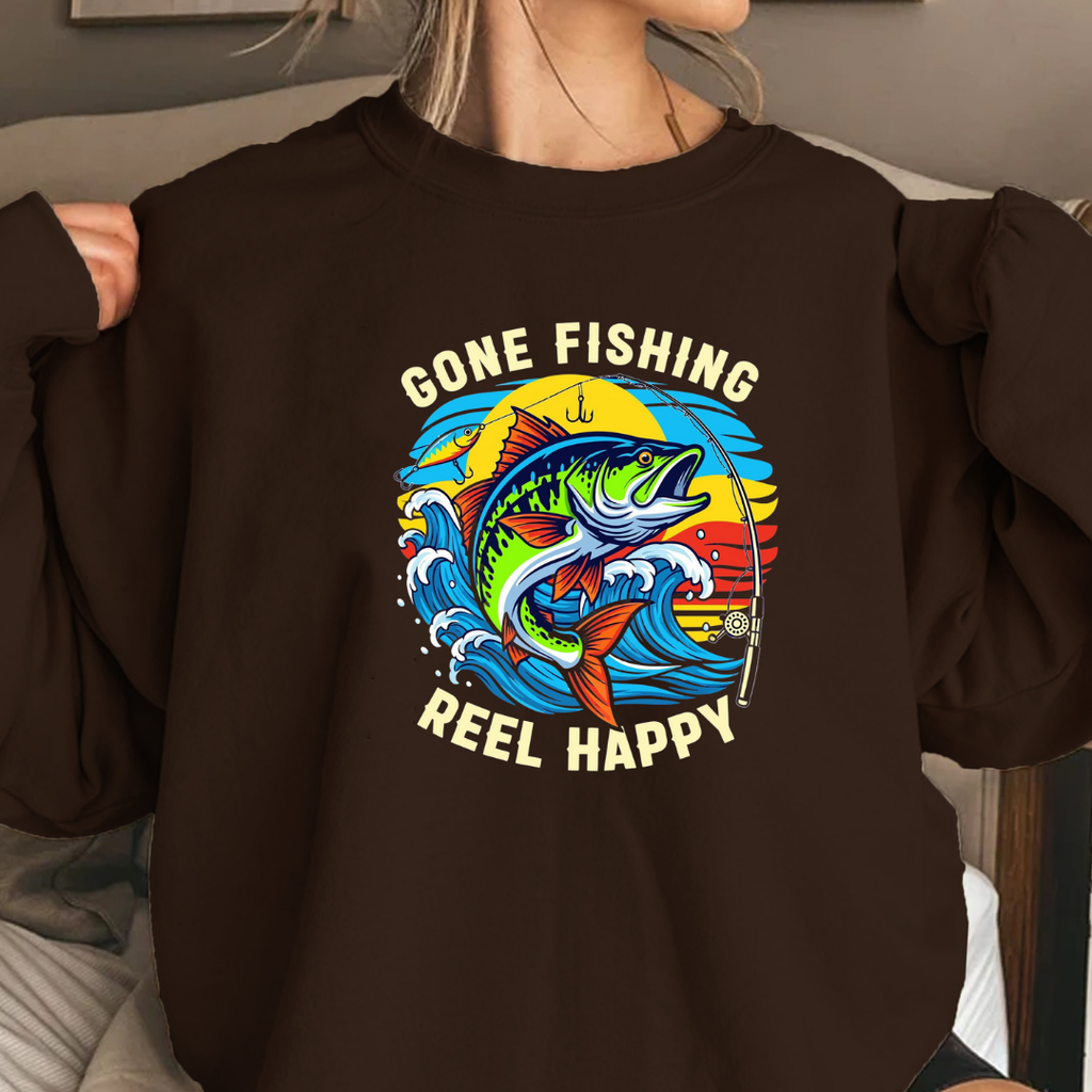 Crewneck Sweatshirt, Colorful Marlin Fishing Sunset Graphic, Vibrant Angler Pullover, Outdoor Adventure Shirt, Fisherman Gift, Retro Ocean Tee