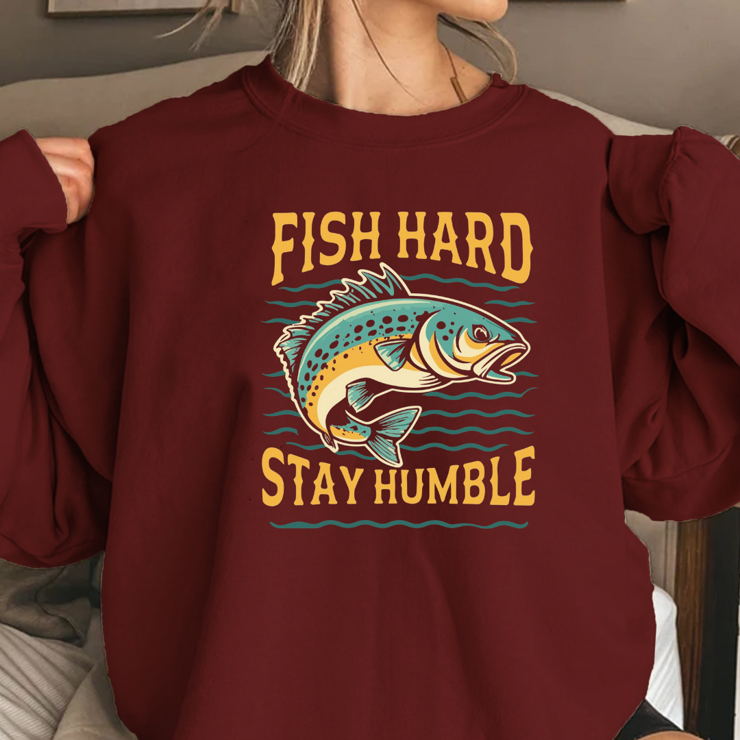 Fishing Crewneck Sweatshirt, Vintage Bass Graphic, Retro Angler Pullover, Outdoor Adventure Shirt, Fisherman Gift, Relaxing Hobby Tee