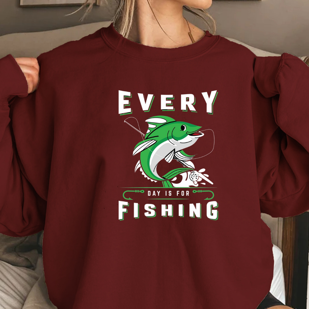 Fishing Crewneck Sweatshirt, Retro Jumping Fish Graphic, Vintage Angler Pullover, Outdoor Adventure Shirt, Fisherman Gift, Fishing Hobby Tee