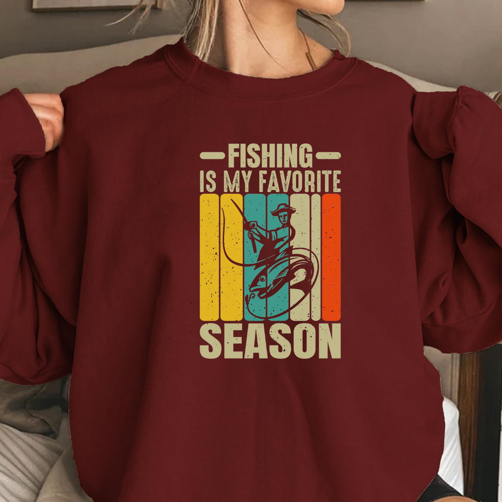 Fishing Is My Favorite Season Sweatshirt, Retro Angler Crewneck, Funny Fishing Pullover, Outdoor Adventure Shirt, Fisherman Gift Tee
