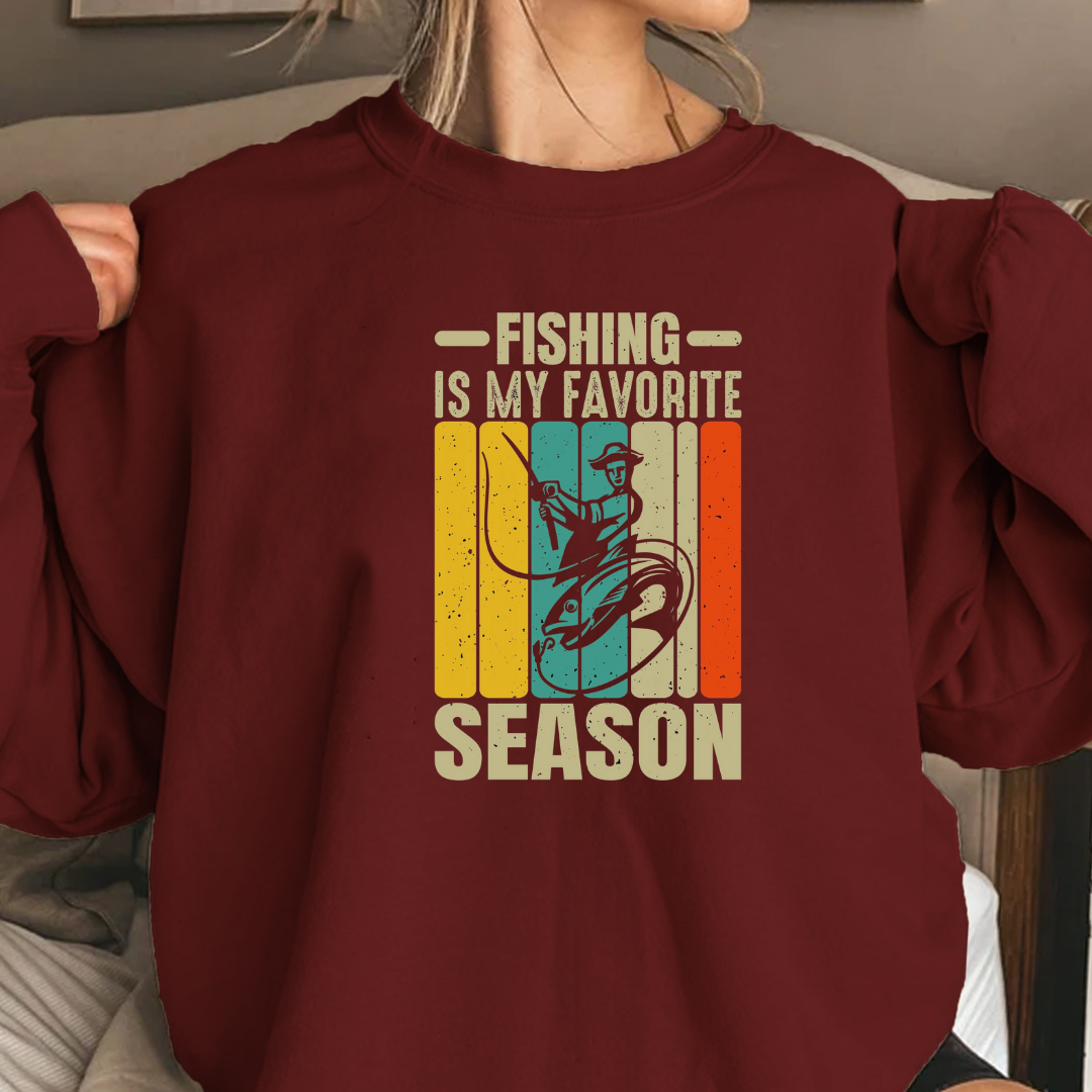 Fishing Is My Favorite Season Sweatshirt, Retro Angler Crewneck, Funny Fishing Pullover, Outdoor Adventure Shirt, Fisherman Gift Tee