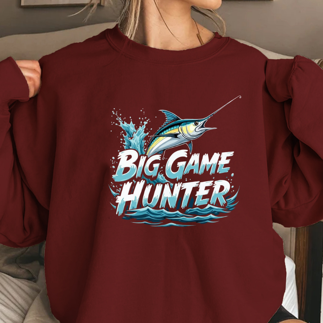 Marlin Waves Crewneck Sweatshirt, Ocean Fishing Graphic, Coastal Angler Pullover, Retro Sea Life Shirt, Fisherman Gift, Outdoor Adventure Tee