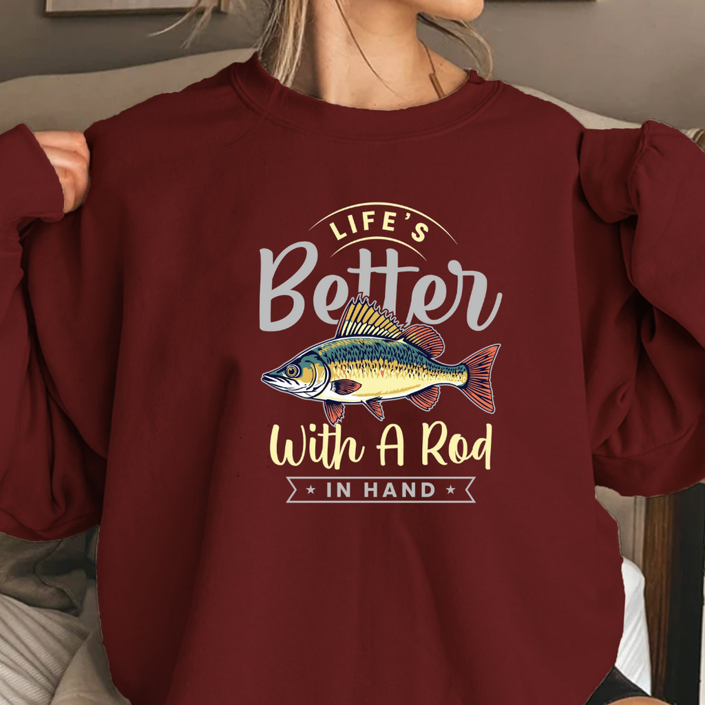 Crewneck Sweatshirt, "Better Than Bait" Fish Graphic, Fishing Lover Gift, Funny Angler Pullover, Outdoor Adventure Shirt, Fisherman Tee