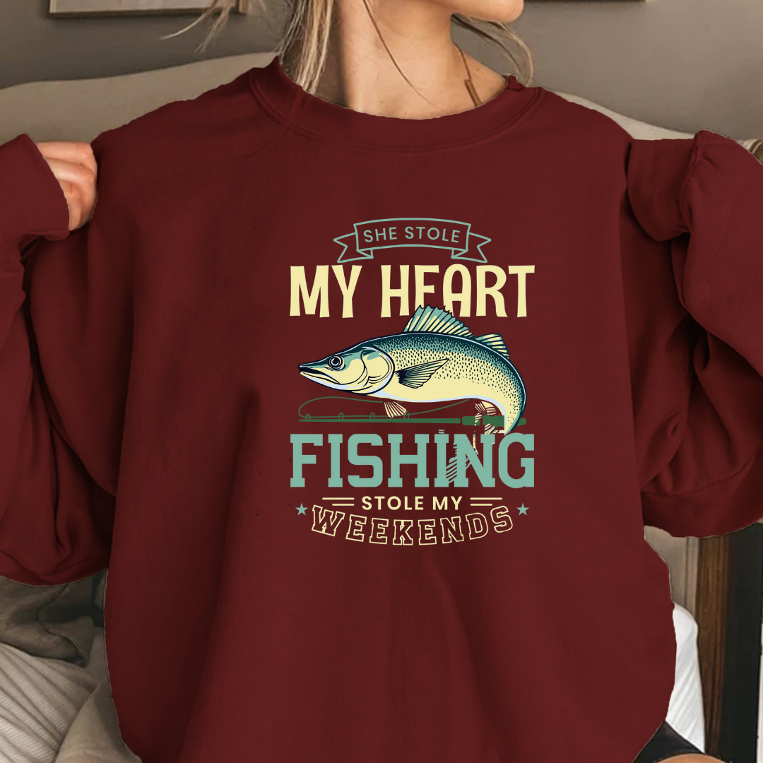 Fishing Crewneck Sweatshirt, My Happy Place Fishing Graphic, Angler Gift, Outdoor Adventure Pullover, Relaxing Hobby Shirt, Fisherman Tee