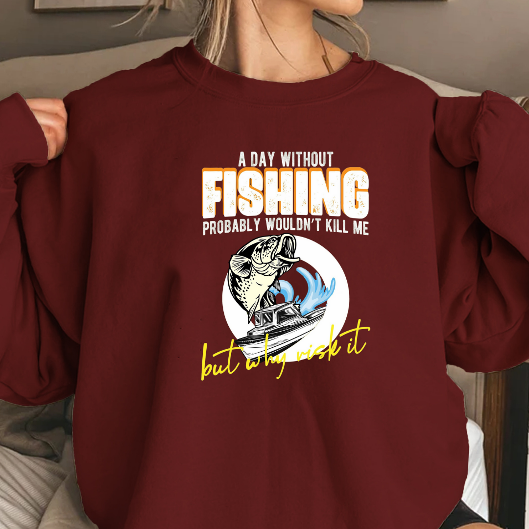 Fishing Bass Crewneck Sweatshirt, Retro Fish Graphic "Fishing All Night", Vintage Angler Pullover, Outdoor Adventure Shirt, Fisherman Gift Tee
