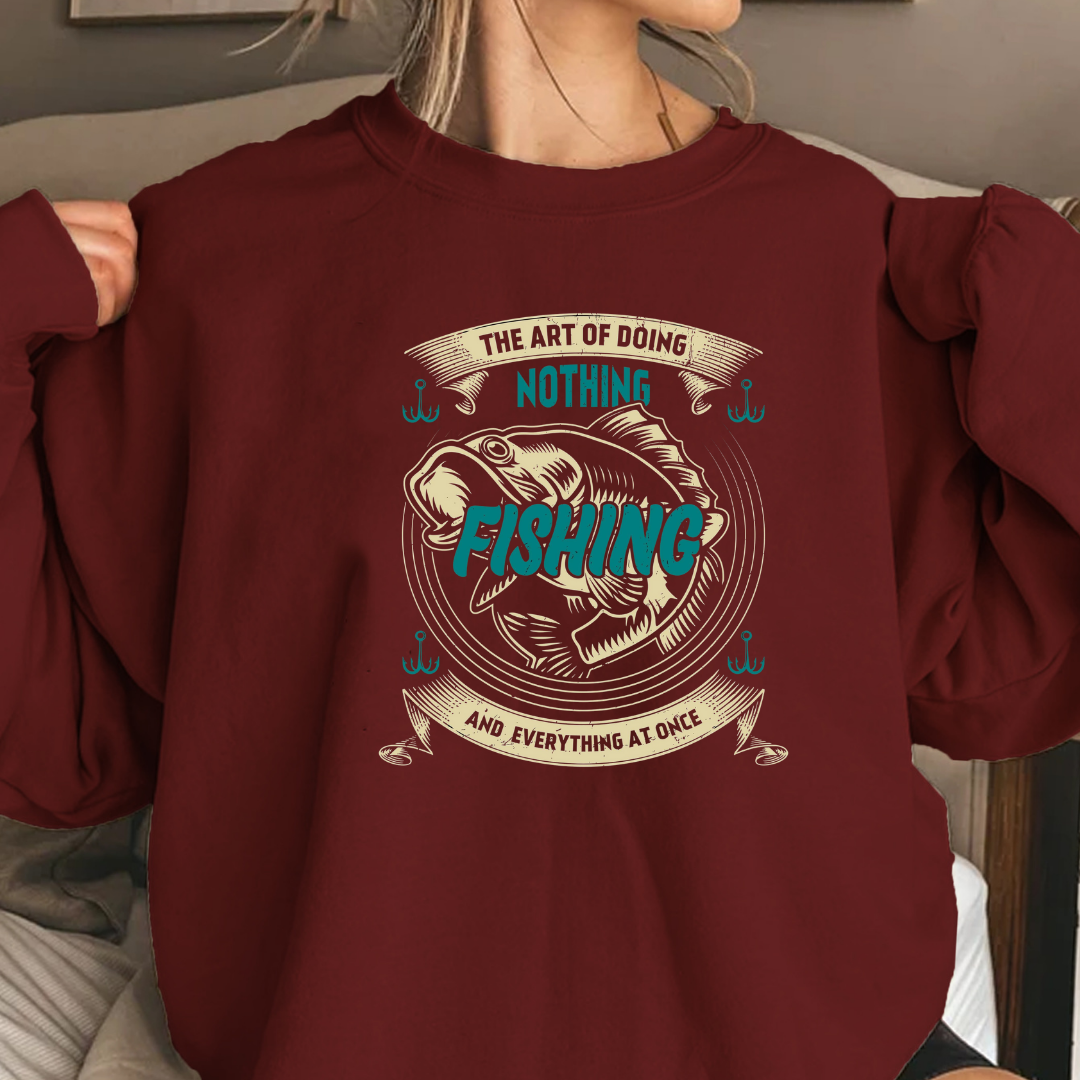 Fishing Crewneck Sweatshirt, Retro "Nothing Beats Fishing" Graphic, Vintage Angler Pullover, Outdoor Adventure Shirt, Fisherman Gift Tee