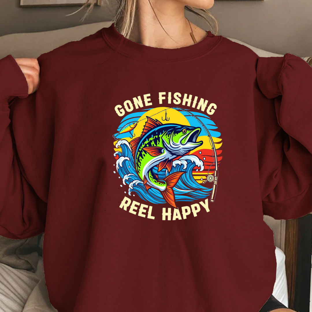 Crewneck Sweatshirt, Colorful Marlin Fishing Sunset Graphic, Vibrant Angler Pullover, Outdoor Adventure Shirt, Fisherman Gift, Retro Ocean Tee