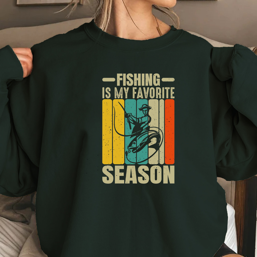 Fishing Is My Favorite Season Sweatshirt, Retro Angler Crewneck, Funny Fishing Pullover, Outdoor Adventure Shirt, Fisherman Gift Tee