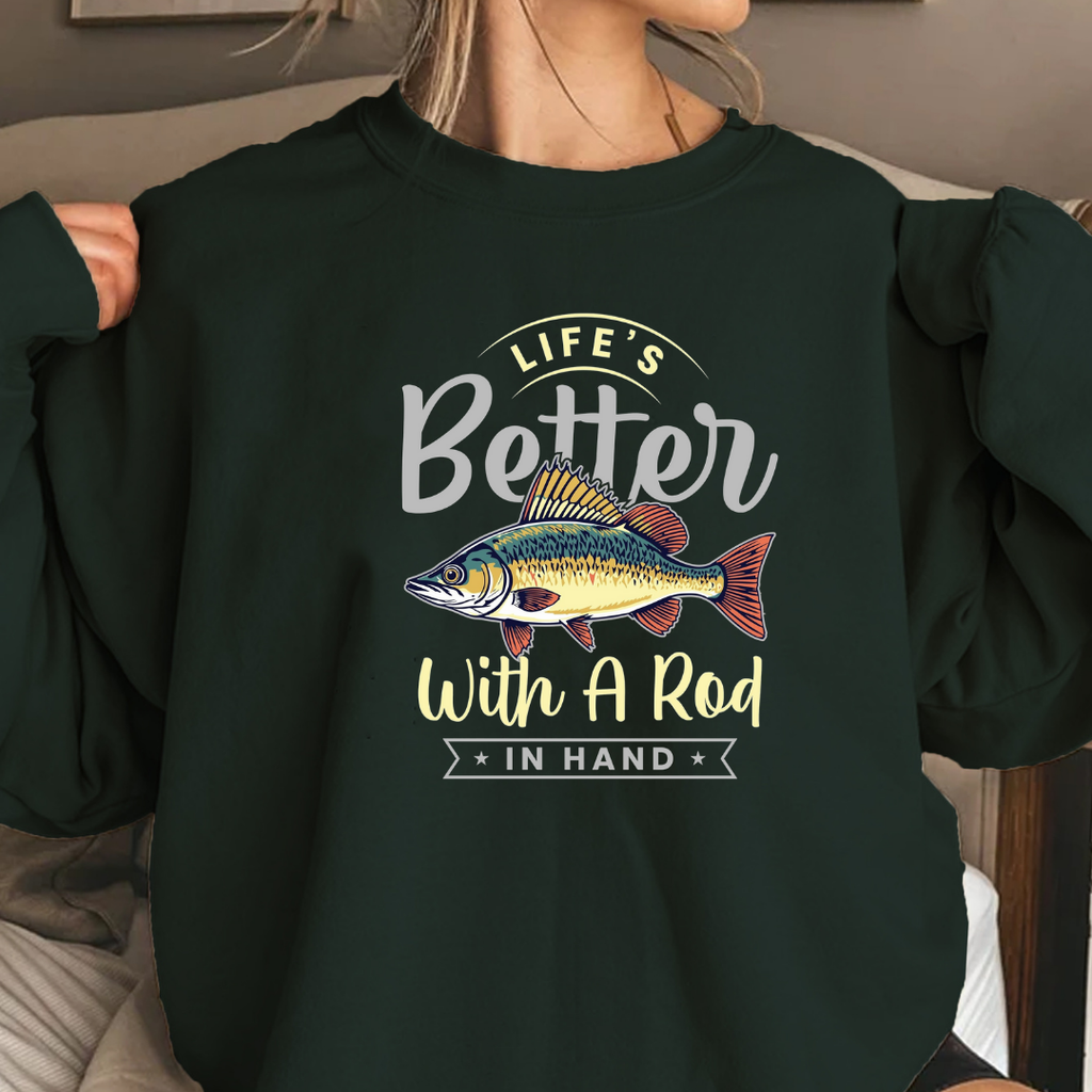 Crewneck Sweatshirt, "Better Than Bait" Fish Graphic, Fishing Lover Gift, Funny Angler Pullover, Outdoor Adventure Shirt, Fisherman Tee