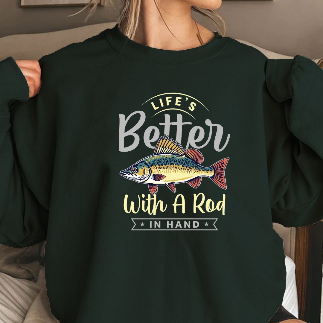 Crewneck Sweatshirt, "Better Than Bait" Fish Graphic, Fishing Lover Gift, Funny Angler Pullover, Outdoor Adventure Shirt, Fisherman Tee
