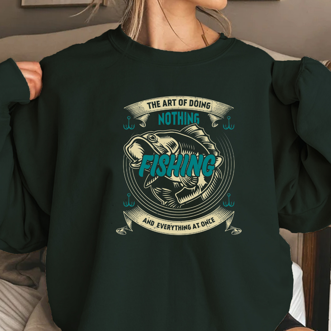 Fishing Crewneck Sweatshirt, Retro "Nothing Beats Fishing" Graphic, Vintage Angler Pullover, Outdoor Adventure Shirt, Fisherman Gift Tee