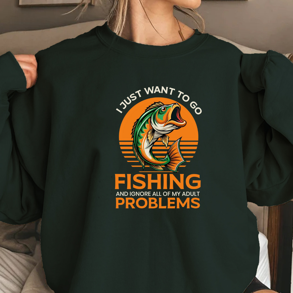 Fishing Problems Sweatshirt, Funny Angler Crewneck, Outdoor Adventure Pullover, Fisherman Gift, Relaxing Hobby Graphic Tee