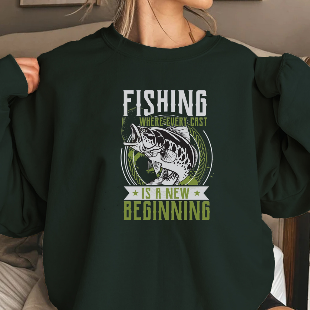 Fishing Is Never Just A Hobby Crewneck Sweatshirt, "Fishing Isn't Just A Hobby, It's A New Beginning" Graphic, Angler Pullover, Fisherman Gift Tee