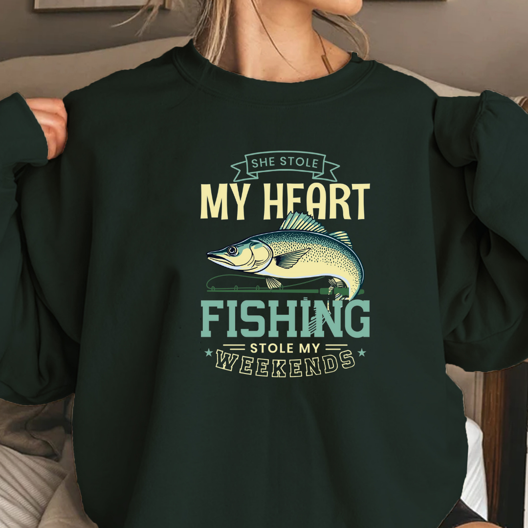 Fishing Crewneck Sweatshirt, My Happy Place Fishing Graphic, Angler Gift, Outdoor Adventure Pullover, Relaxing Hobby Shirt, Fisherman Tee