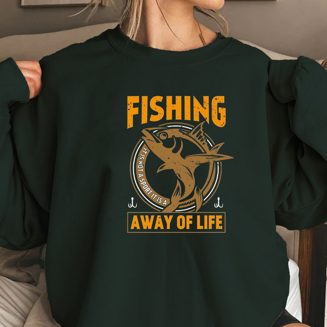 Fishing Crewneck Sweatshirt - "Fishing: A Way of Life" Graphic