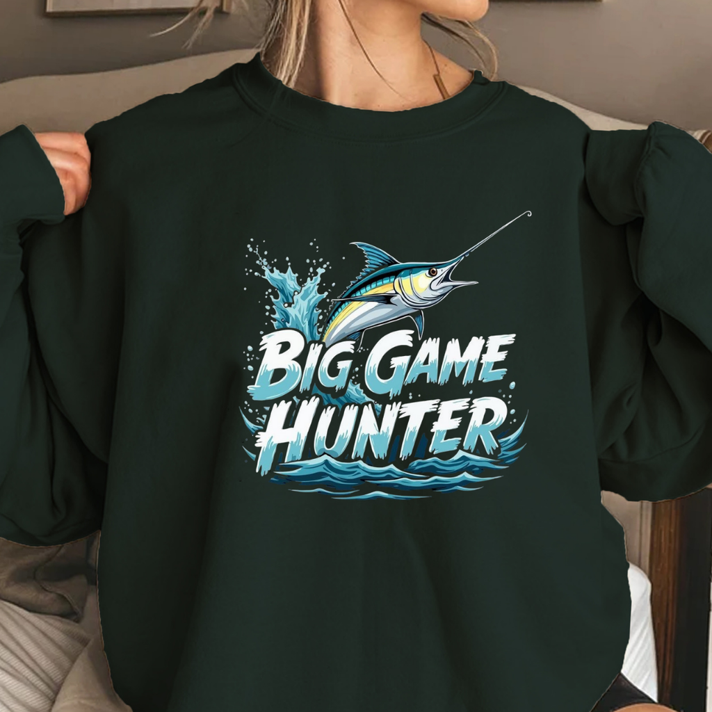 Marlin Waves Crewneck Sweatshirt, Ocean Fishing Graphic, Coastal Angler Pullover, Retro Sea Life Shirt, Fisherman Gift, Outdoor Adventure Tee