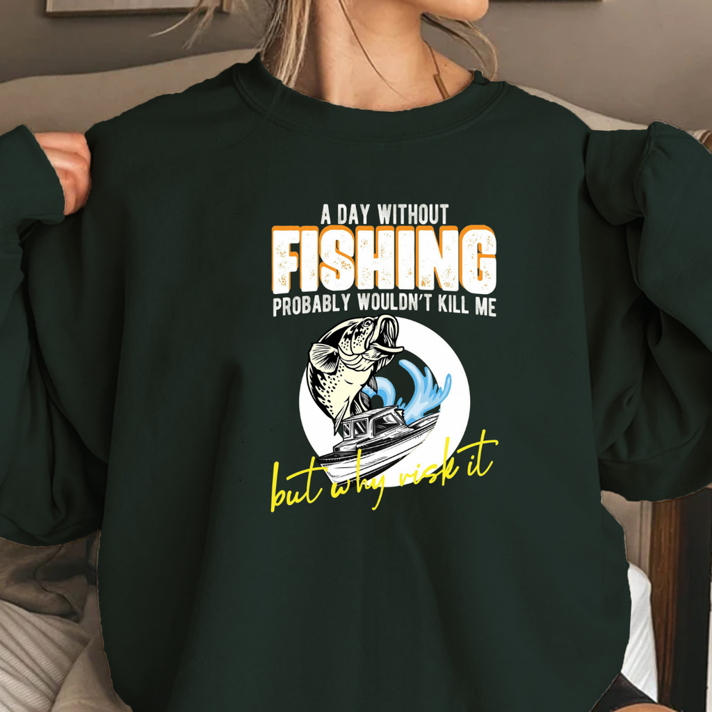 Fishing Bass Crewneck Sweatshirt, Retro Fish Graphic "Fishing All Night", Vintage Angler Pullover, Outdoor Adventure Shirt, Fisherman Gift Tee