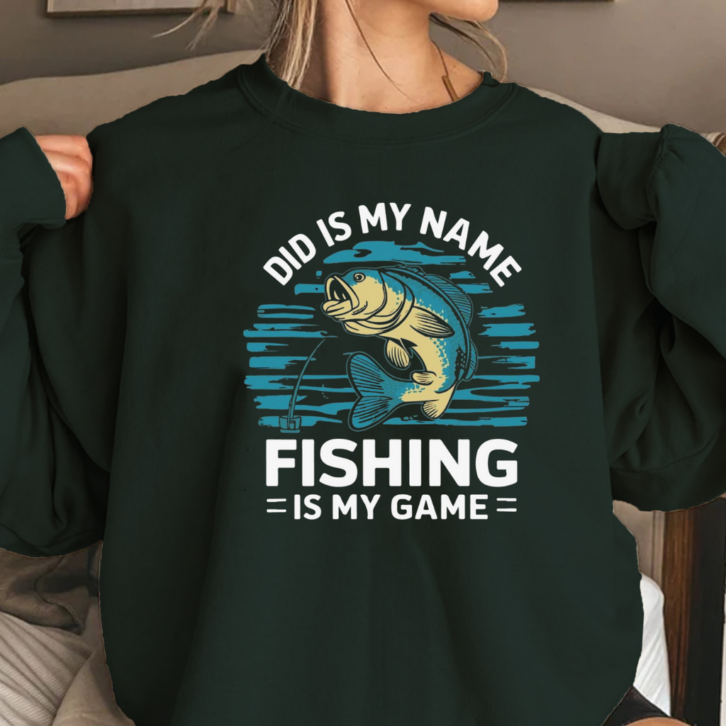 Crewneck Sweatshirt, Retro Surf Fish Graphic, Vintage Angler Pullover, Outdoor Adventure Shirt, Fisherman Gift, Relaxing Hobby Tee