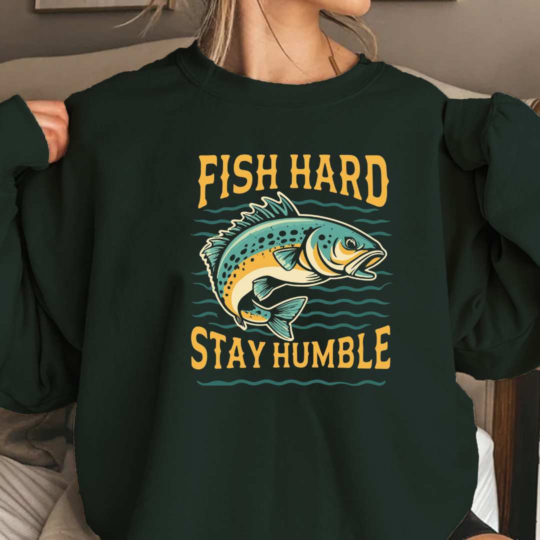 Fishing Crewneck Sweatshirt, Vintage Bass Graphic, Retro Angler Pullover, Outdoor Adventure Shirt, Fisherman Gift, Relaxing Hobby Tee
