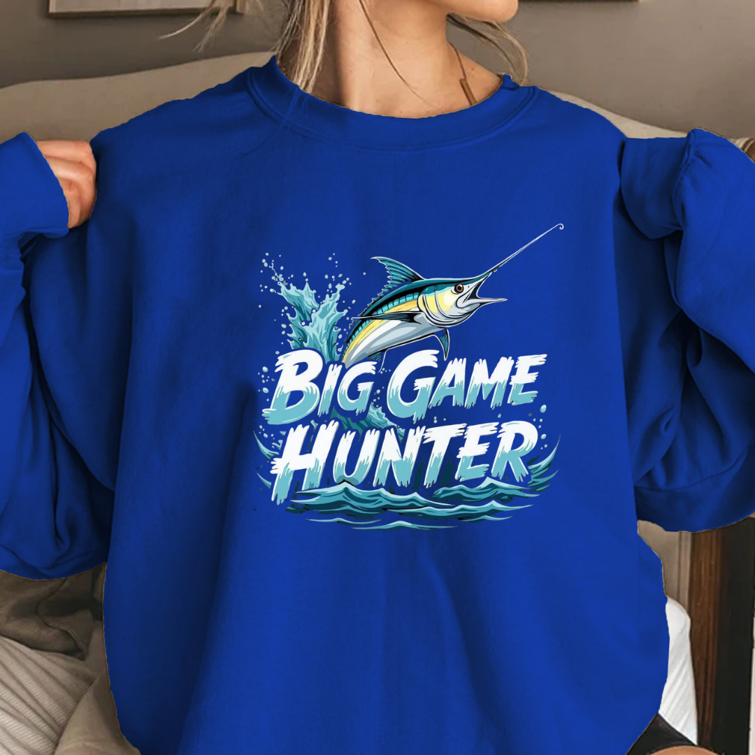Marlin Waves Crewneck Sweatshirt, Ocean Fishing Graphic, Coastal Angler Pullover, Retro Sea Life Shirt, Fisherman Gift, Outdoor Adventure Tee