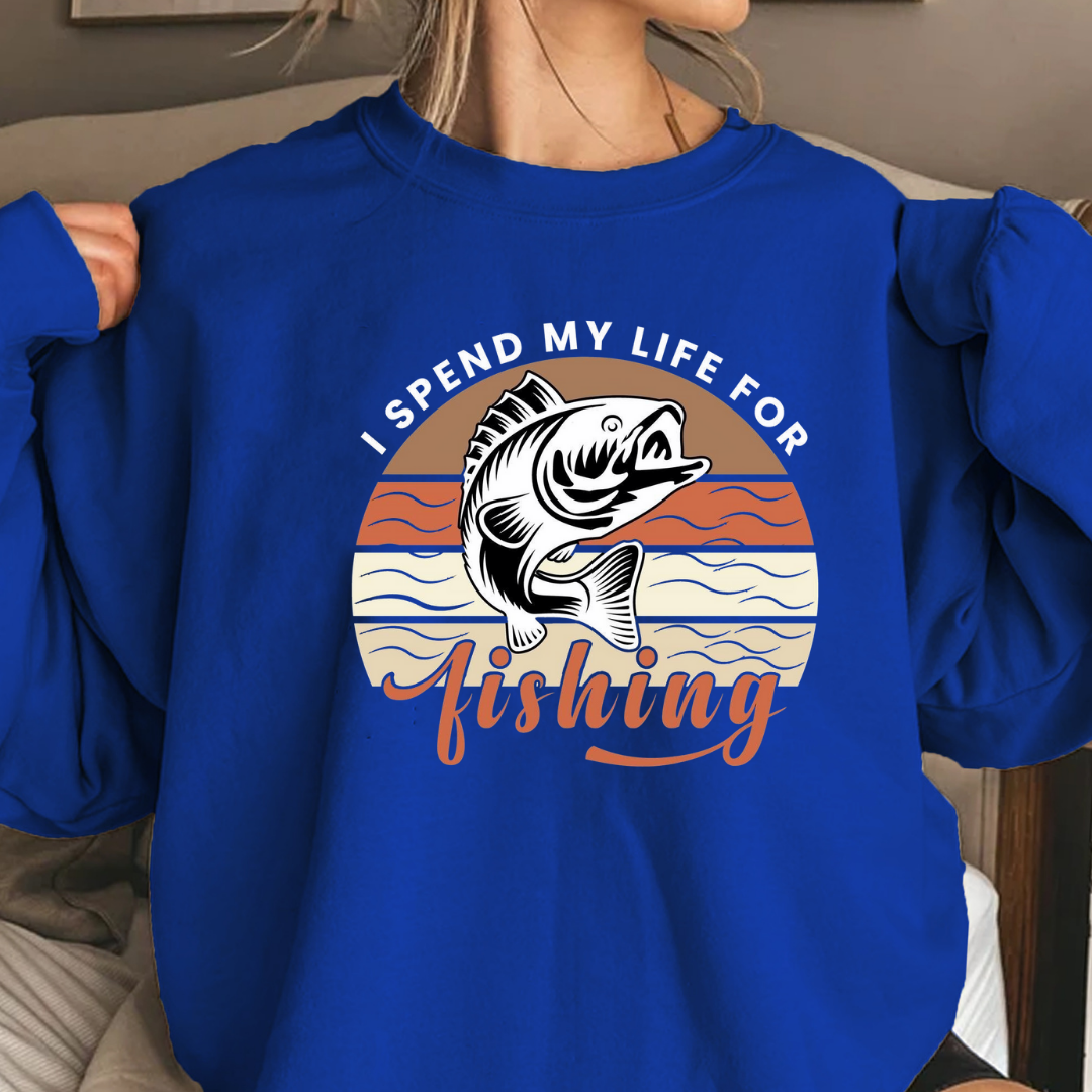 Fishing Crewneck Sweatshirt, Retro Sunset Bass Graphic, Vintage Angler Shirt, Outdoor Adventure Pullover, Fisherman Gift, Fishing Hobby Tee