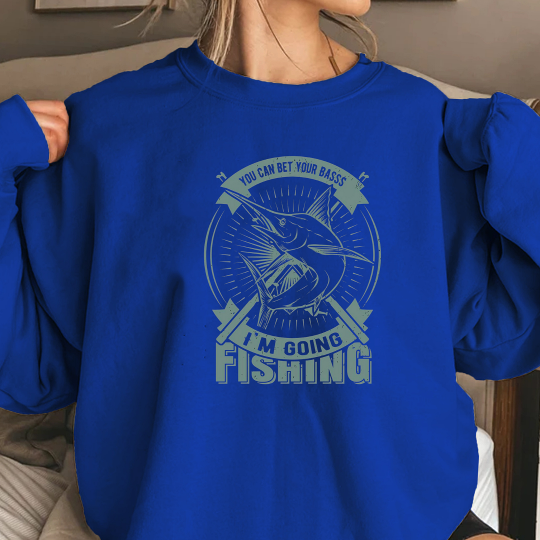 Fishing Crewneck Sweatshirt, Vintage “Gone Fishing” Graphic, Retro Angler Pullover, Outdoor Adventure Shirt, Fisherman Gift, Relaxing Hobby Tee