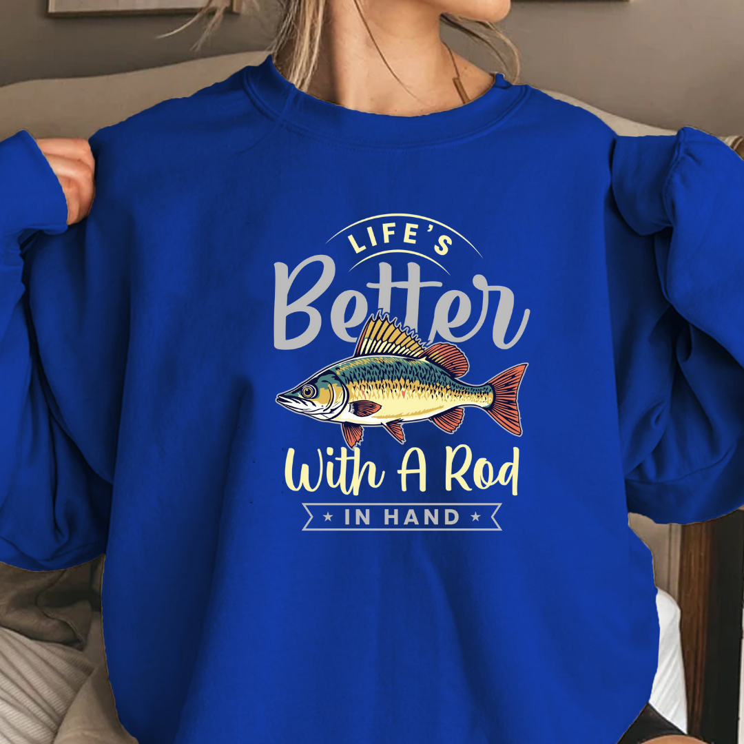 Crewneck Sweatshirt, "Better Than Bait" Fish Graphic, Fishing Lover Gift, Funny Angler Pullover, Outdoor Adventure Shirt, Fisherman Tee