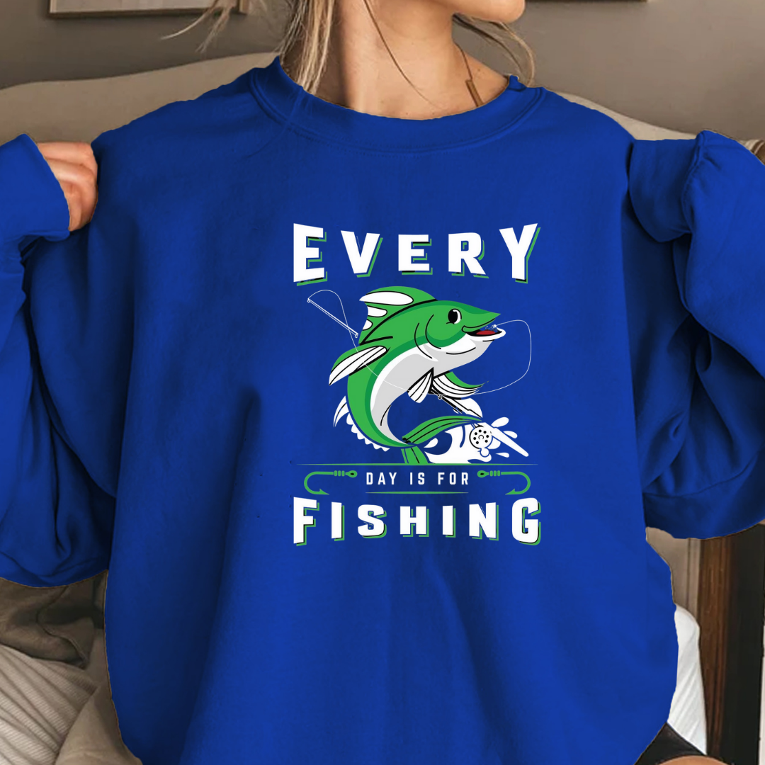Fishing Crewneck Sweatshirt, Retro Jumping Fish Graphic, Vintage Angler Pullover, Outdoor Adventure Shirt, Fisherman Gift, Fishing Hobby Tee