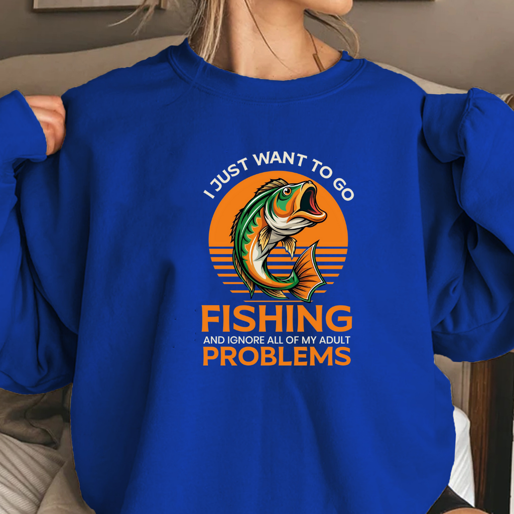 Fishing Problems Sweatshirt, Funny Angler Crewneck, Outdoor Adventure Pullover, Fisherman Gift, Relaxing Hobby Graphic Tee